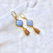 Load image into Gallery viewer, Clover Lace Agate &amp; Tassel Earrings
