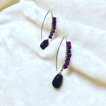 Load image into Gallery viewer, Plum Agate &amp; Amethyst Hook Earrings
