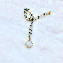 Load image into Gallery viewer, Moonstone &amp; Dendritic Opal Clover Necklace
