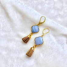 Load image into Gallery viewer, Clover Lace Agate &amp; Tassel Earrings
