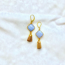 Load image into Gallery viewer, Clover Lace Agate &amp; Tassel Earrings
