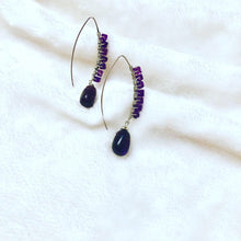 Load image into Gallery viewer, Plum Agate &amp; Amethyst Hook Earrings
