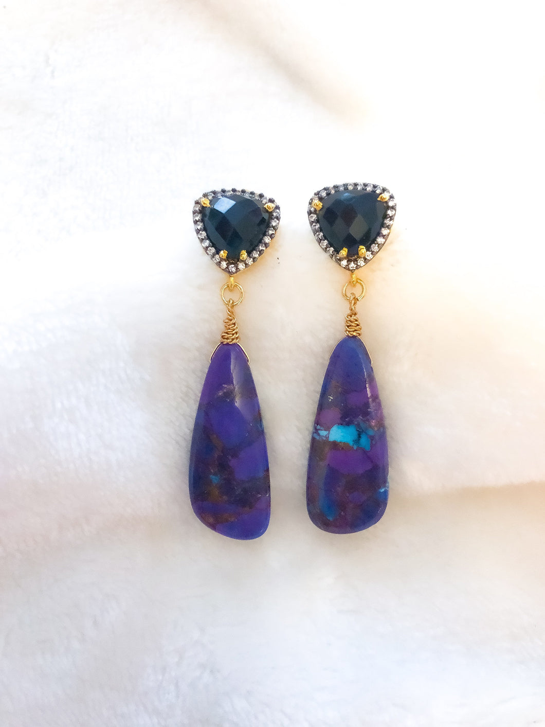 Royal Purple Copper Turquoise Earrings