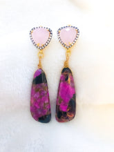 Load image into Gallery viewer, Pink Chalcedony &amp; Obsidian Drop Earrings
