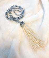 Load image into Gallery viewer, Hematite &amp; Mother of Pearl Tassel Necklace
