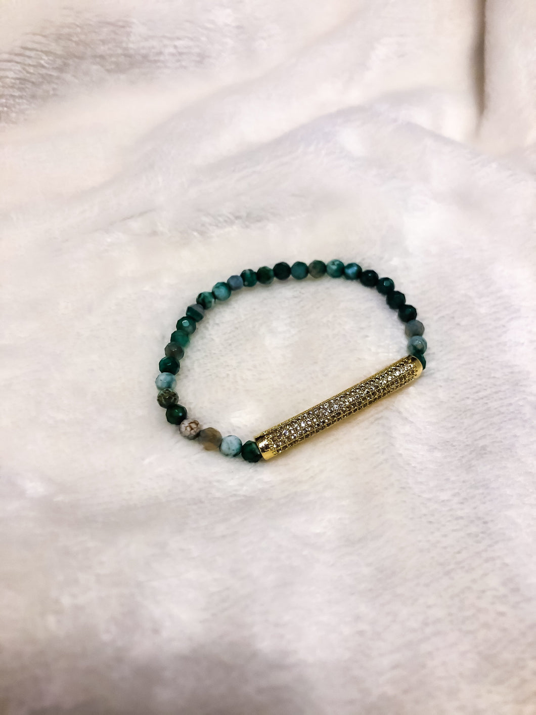 Pave CZ Bar & Fire Agate Bracelet