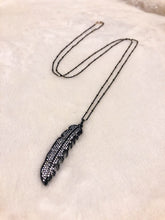 Load image into Gallery viewer, Black &amp; Silver Feather Necklace
