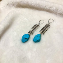 Load image into Gallery viewer, Fishbone &amp; Turquoise Earrings
