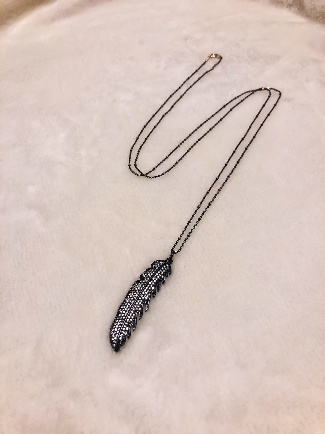 Black & Silver Feather Necklace