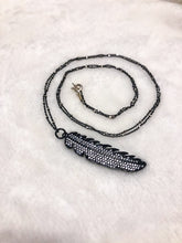 Load image into Gallery viewer, Black &amp; Silver Feather Necklace
