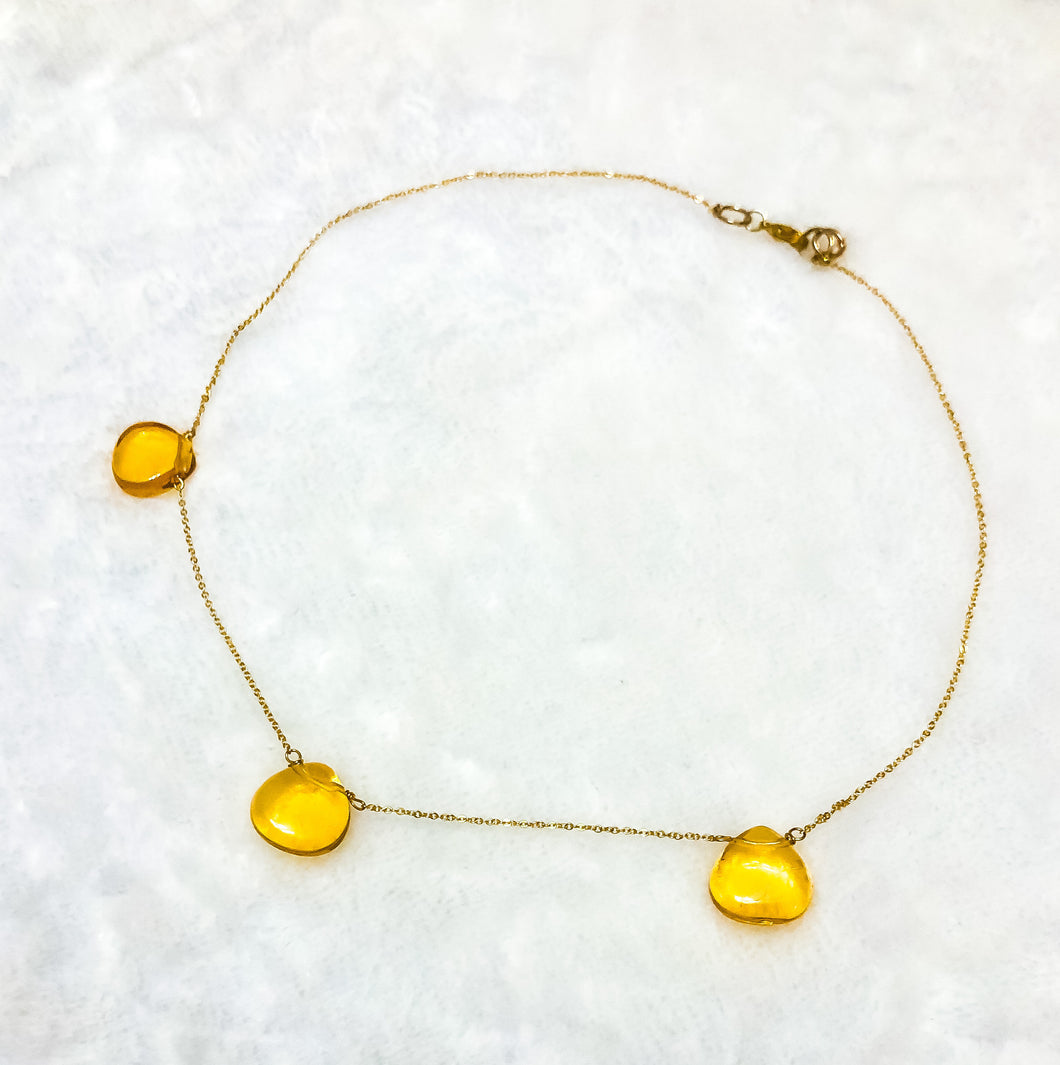 Gold Quartz Trifecta Necklace - 17.5 Inch