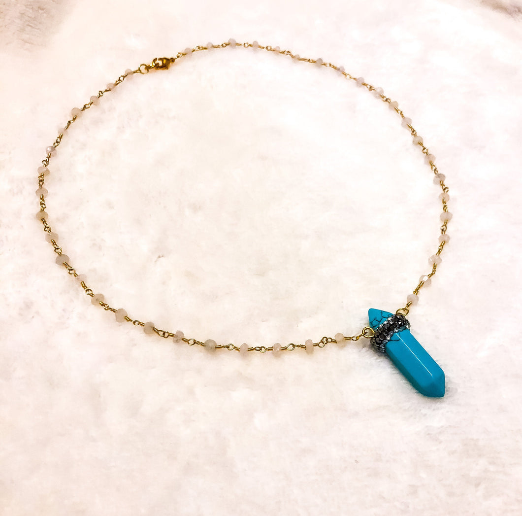 Turquoise Crystal & Moonstone Necklace