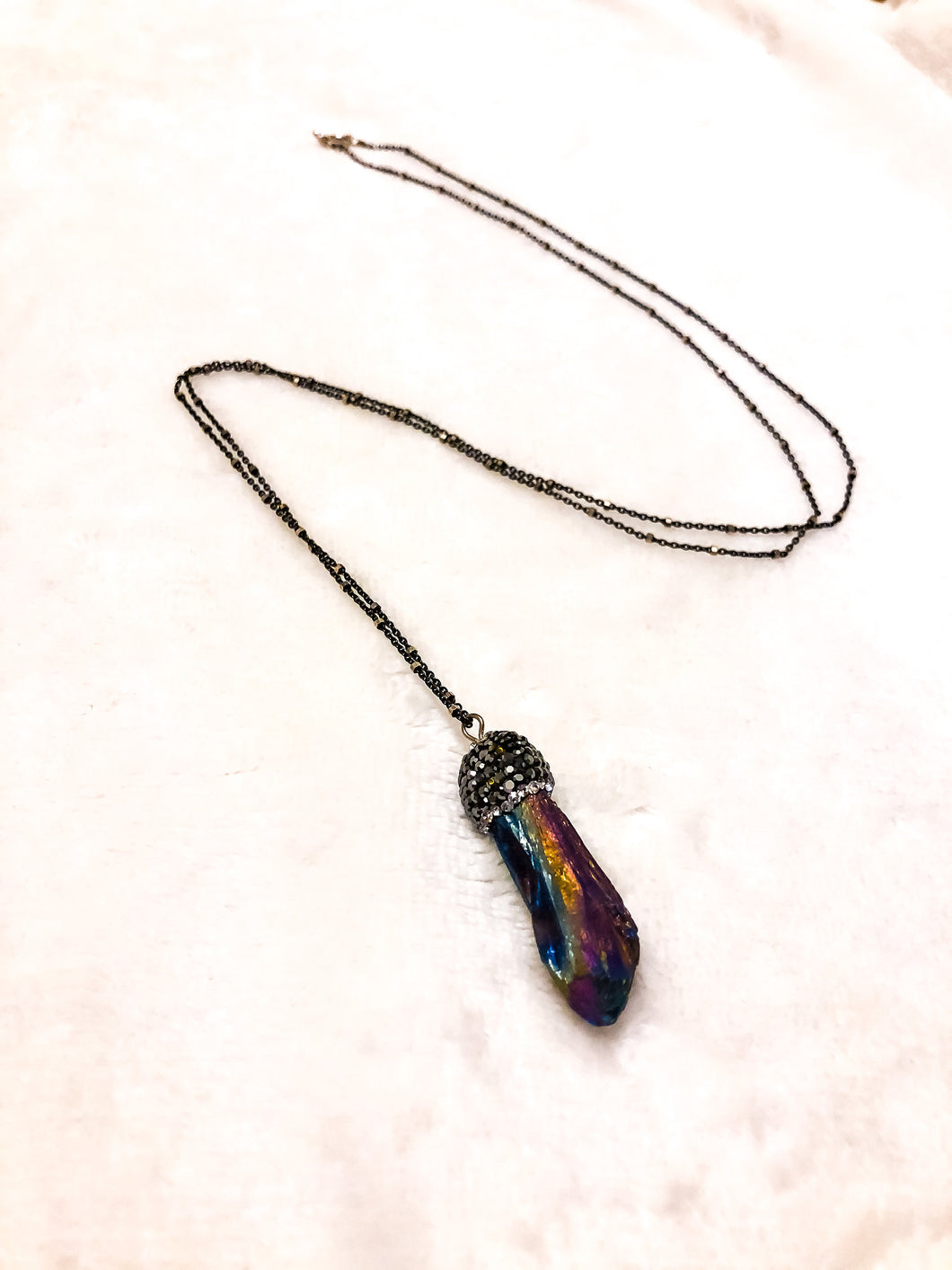 Rainbow Hematite & Dainty Chain Necklace