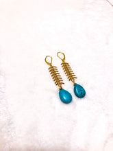 Load image into Gallery viewer, Turquoise Fishbone Earrings
