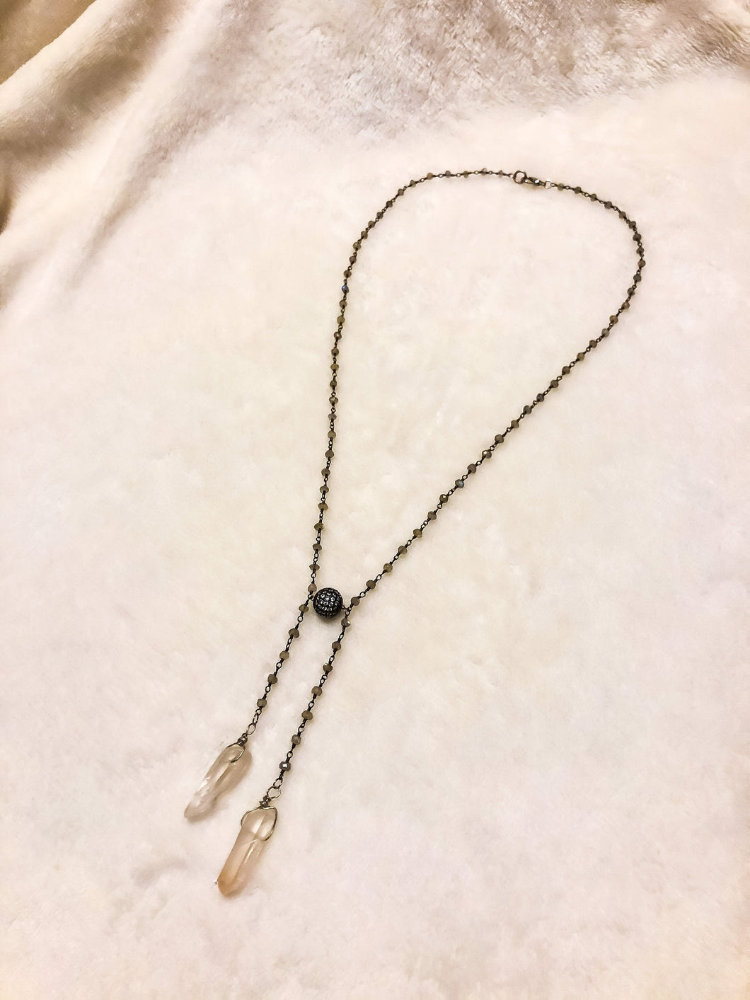 Labradorite & Quartz Y-Lariat Necklace