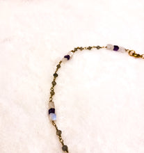 Load image into Gallery viewer, Amethyst, Moonstone, &amp; Druzy Bar Necklace
