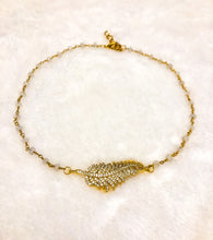 Load image into Gallery viewer, CZ Feather &amp; Moonstone Choker
