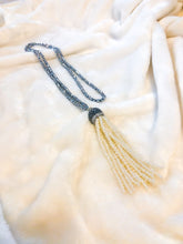 Load image into Gallery viewer, Hematite &amp; Mother of Pearl Tassel Necklace
