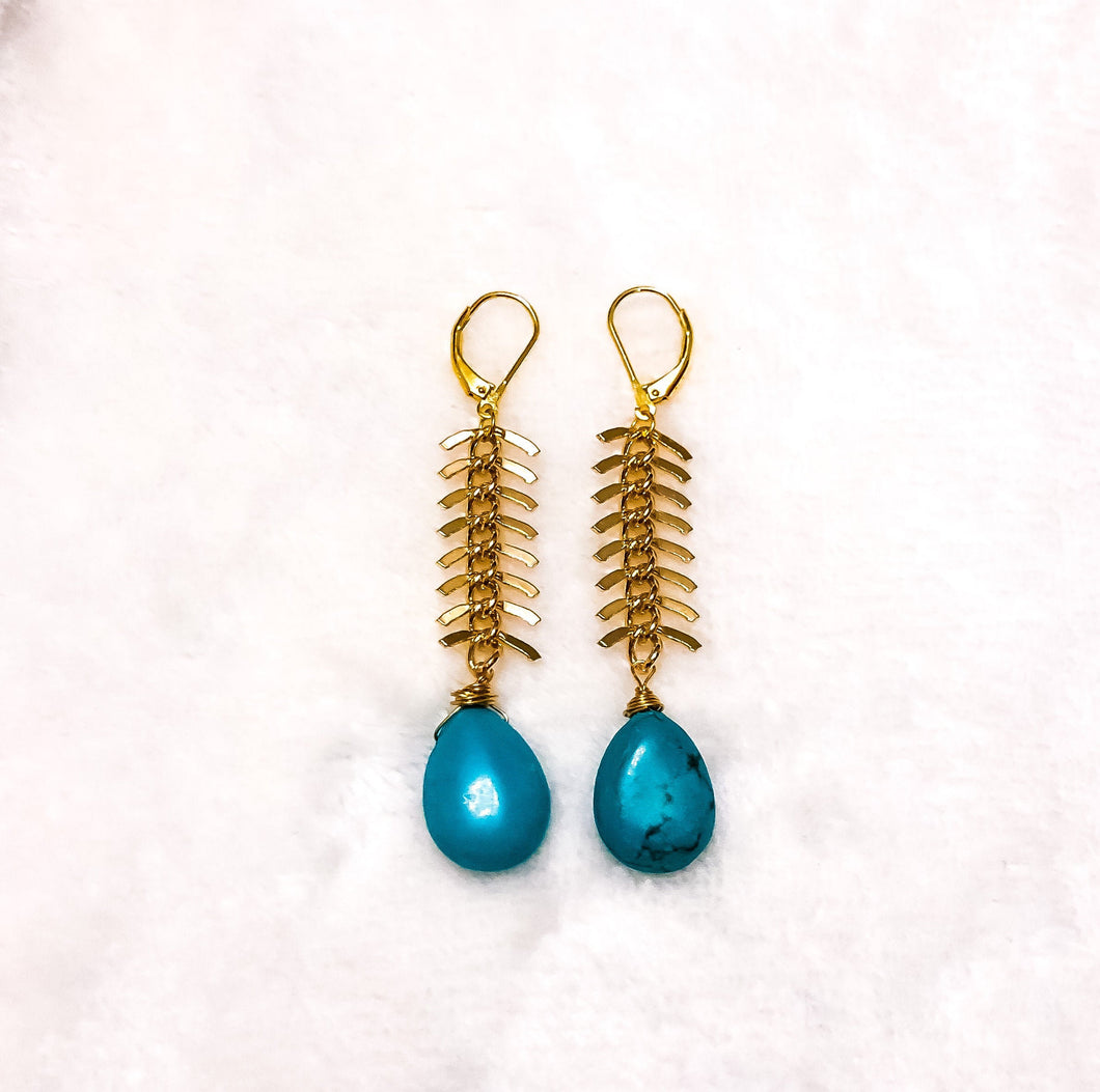 Turquoise Fishbone Earrings